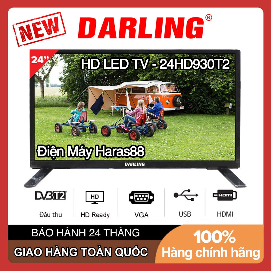 Tivi Led Darling 24 inch HD 24HD930T2 24HD920T2 HDMI, VGA, AV, DVB-T2, Tivi Giá Rẻ - Hàng Chính Hãng