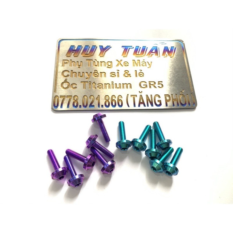 Ốc 4li15 dù nhỏ Titan Gr5 cao cấp , ốc titan 4li gắn nắp dầu các dòng xe
