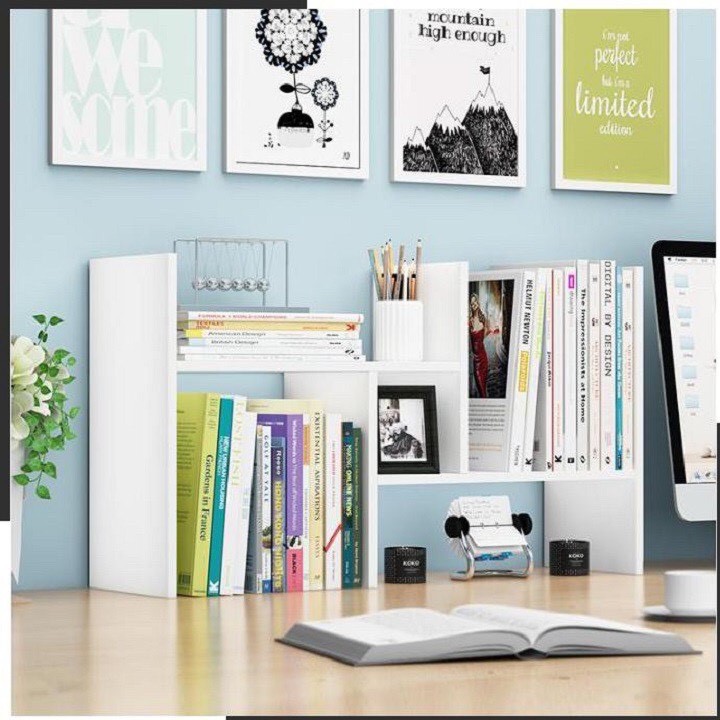 Kệ Trang Trí nhỏ gọn để bàn làm việc , decor bằng gỗ , kệ sách thông minh tự lắp ráp (G+T 58)