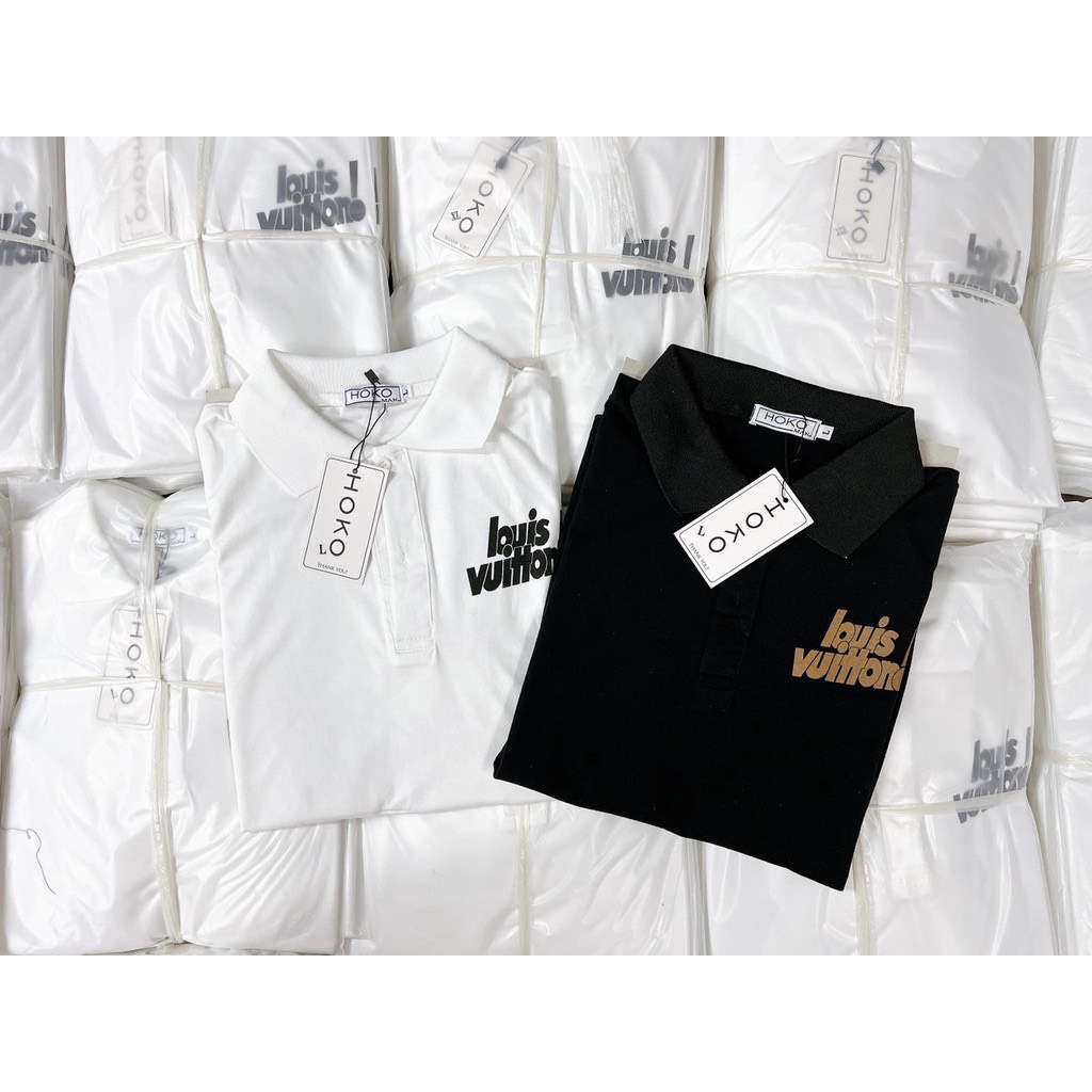 Áo Polo LV Gấu, áo thun có cổ cotton thoáng mát cho nam nữ.