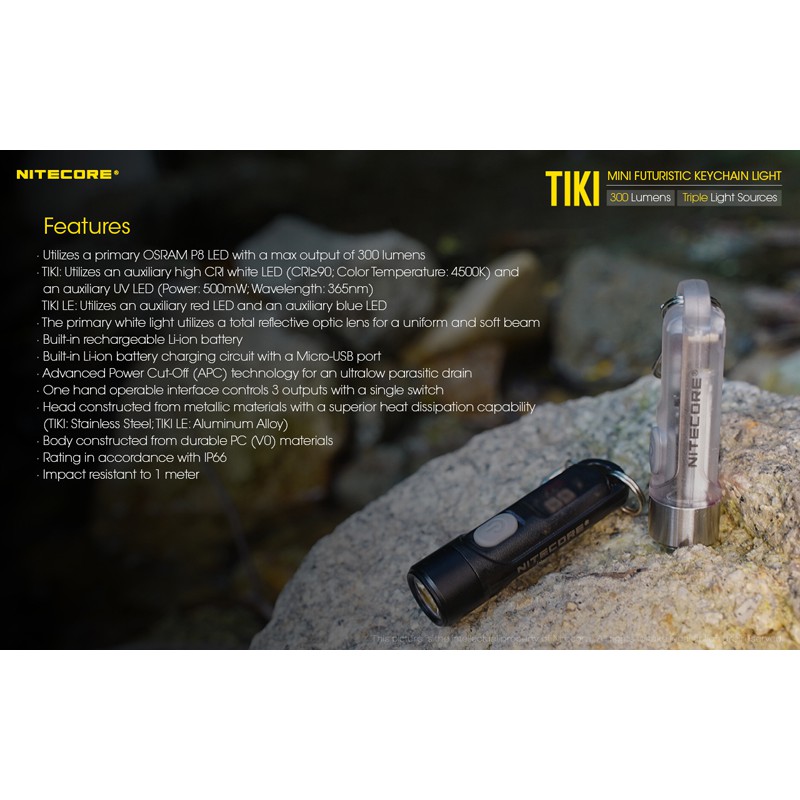 Nitecore Đèn Pin mini Tia uv p8 led 300 lumens Tích Hợp Sạc usb Tiện Dụng Dùng Ngoài Trời