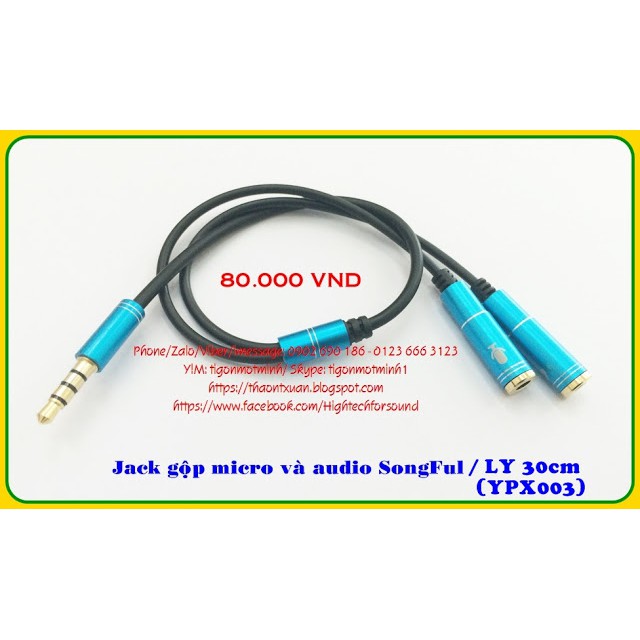 Jack gộp micro & audio SongFul/LY (YPX003) 30cm
