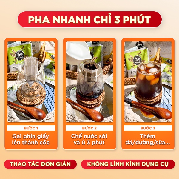 Cà phê Robusta Tây Nguyên Arabica Sơn La phin giấy nguyên chất gói 10gr đậm đà hậu vị ngọt pha nhanh tiện Konnai Coffee