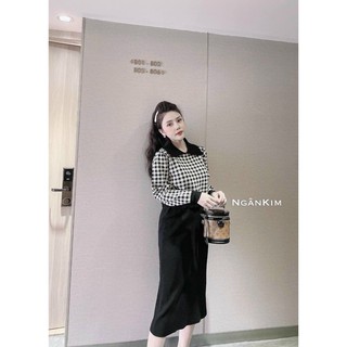 Set chân váy đen kèm áo dạ