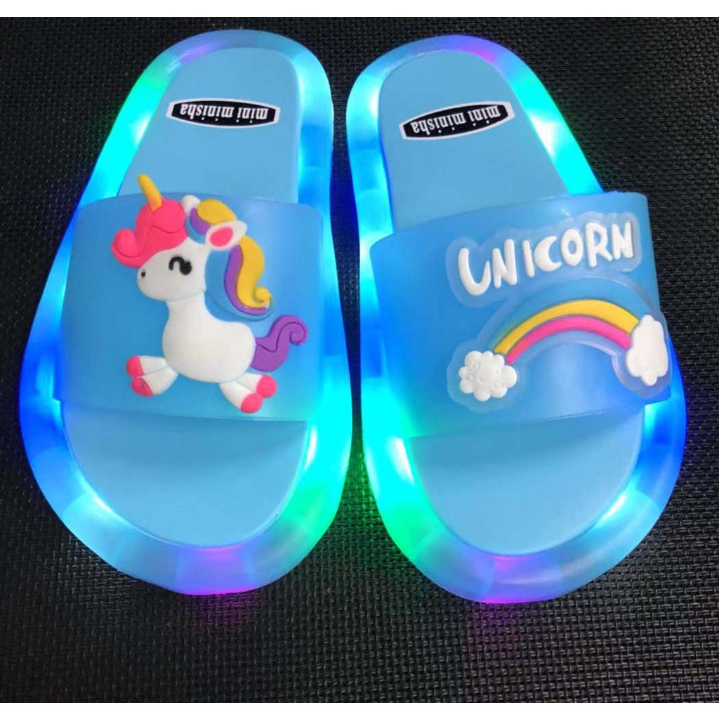 Dép phát sáng cho bé gái bé trai đế mềm size 22-34 - Dép có đèn cho bé hình Unicorn và Squid Game - Dép trẻ em phát sáng