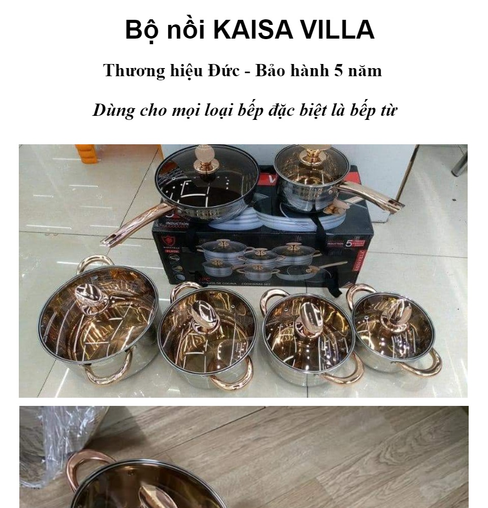 [BIG SALE] Bộ nồi KAISA VILLA - 6 món 12 chi tiết – Thương hiệu Đức – Dùng cho mọi loại bếp, đặc biệt là bếp từ