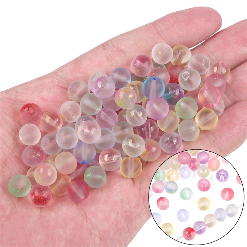 Hạt Xâu Chuỗi Bằng Thủy Tinh Trong Suốt Hai Màu Kích Thước 8mm Dùng Làm Trang Sức / Đồ Thủ Công diy