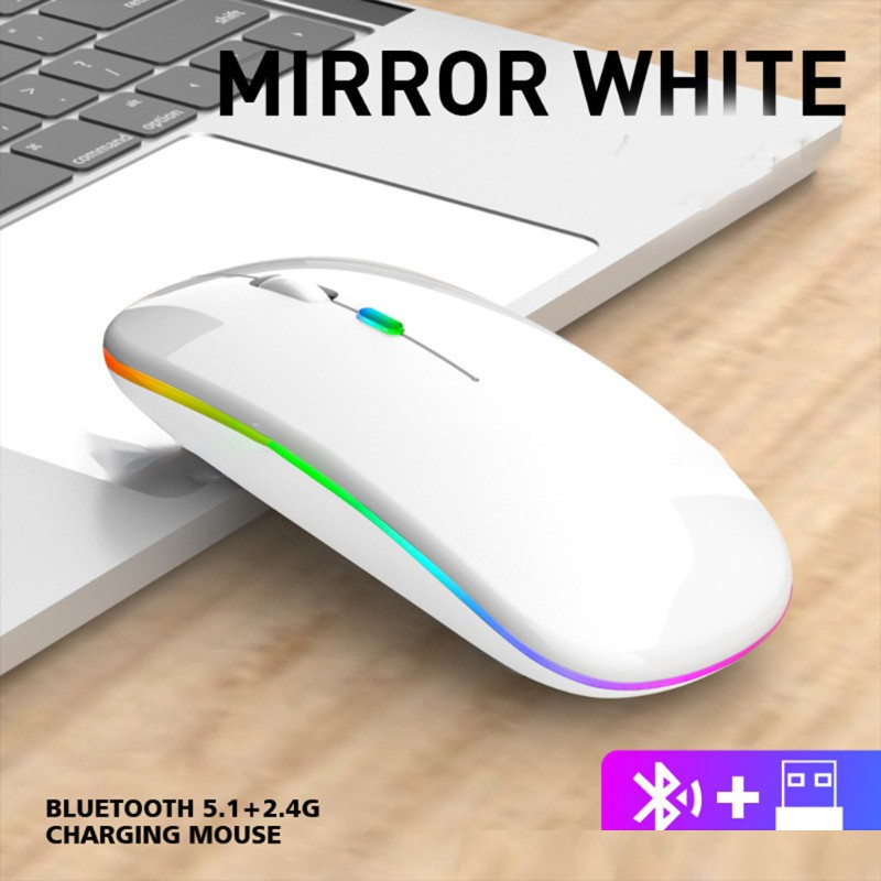 chuột không dây Siêu Mỏng Có Đèn Led Nhiều Màu 2.4g Kèm Đầu Nhận Usb