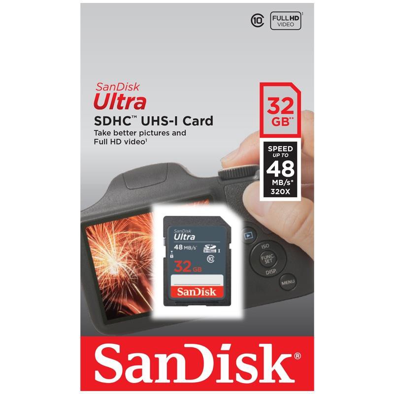 Thẻ Nhớ 32GB SDHC Sandisk Ultra class 10 UHS-1 48MB/s