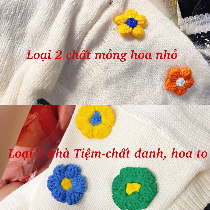 Áo len loại 1 dày dặn đính hoa nổi, áo len mix quả dâu hàng đan tay thủ công cho nàng đi du lịch- Tiệm Cói Cô Lê