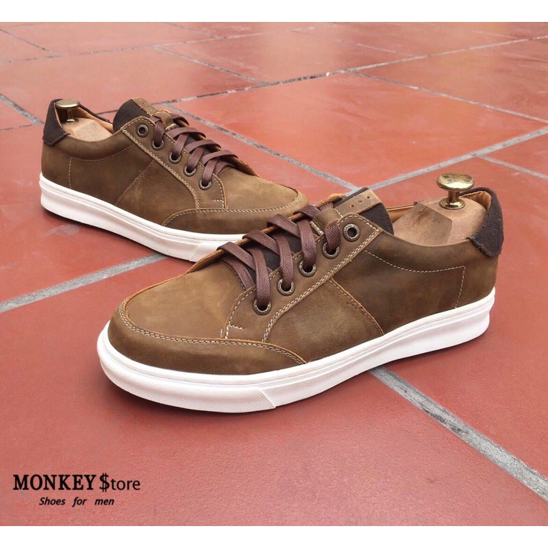 Giày Da sneaker dòng Da sáp - Bảo hành 12 tháng ( Mã Mk02 - Tặng kèm quà )