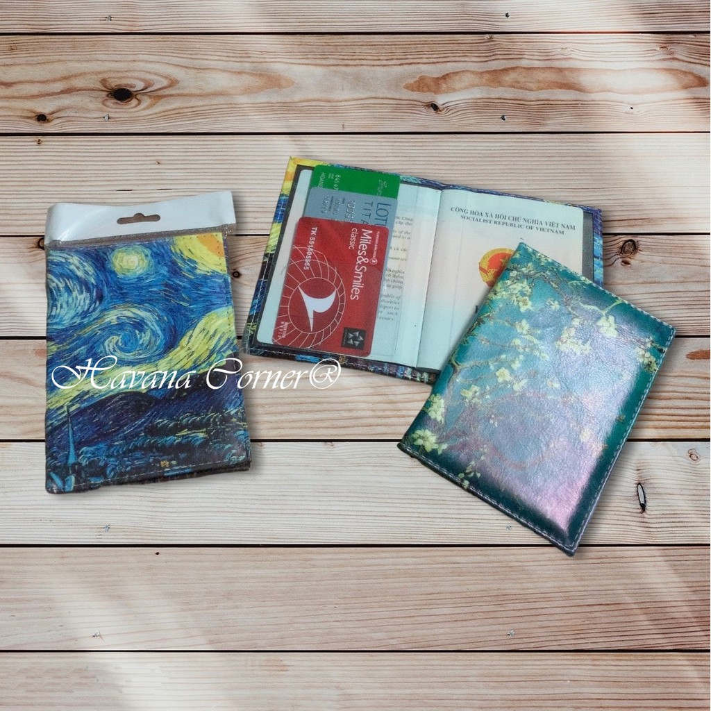 [VIDEO THẬT] Bao da bọc hộ chiếu, ví passport cover Starry Night Van Gogh