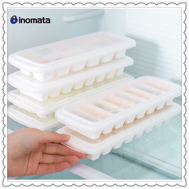 Set 2 khay trữ đông ăn dặm 8 ngăn Ice Tray Inomata nhật bản có lắp