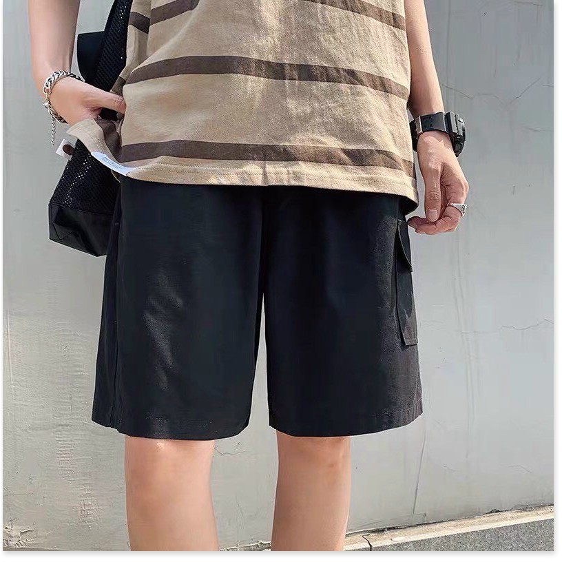Quần nam lửng có túi hộp phong cách Hàn Quốc có thể mặc ở nhà hoặc đi chơi, chất kaki mềm