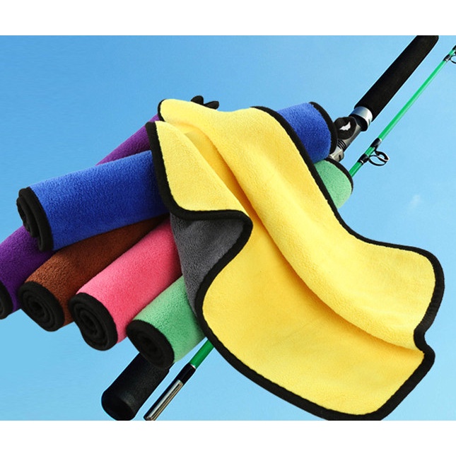 Khăn rửa xe Vải rửa xe 30 * 60cm dày và rộng Khăn rửa xe nhung san hô hai mặt thấm hút và không xơ vải Khăn rửa xe Dụng cụ rửa xe Vải giẻ lau xe Giẻ câu cá Khăn thú cưng