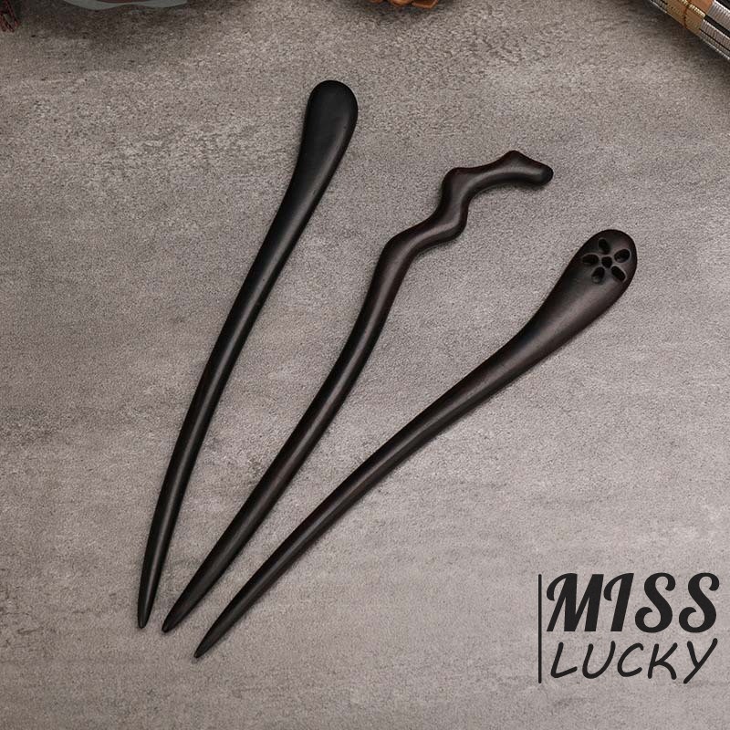 Trâm cài tóc gỗ đàn hương màu đen phong cách Trung Hoa cổ điển dành cho nữ