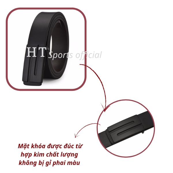 Dây nịt nam HT Sports mặt chữ S, thắt lưng nam thiết kế khóa đinh phong cách sang trọng lịch sự