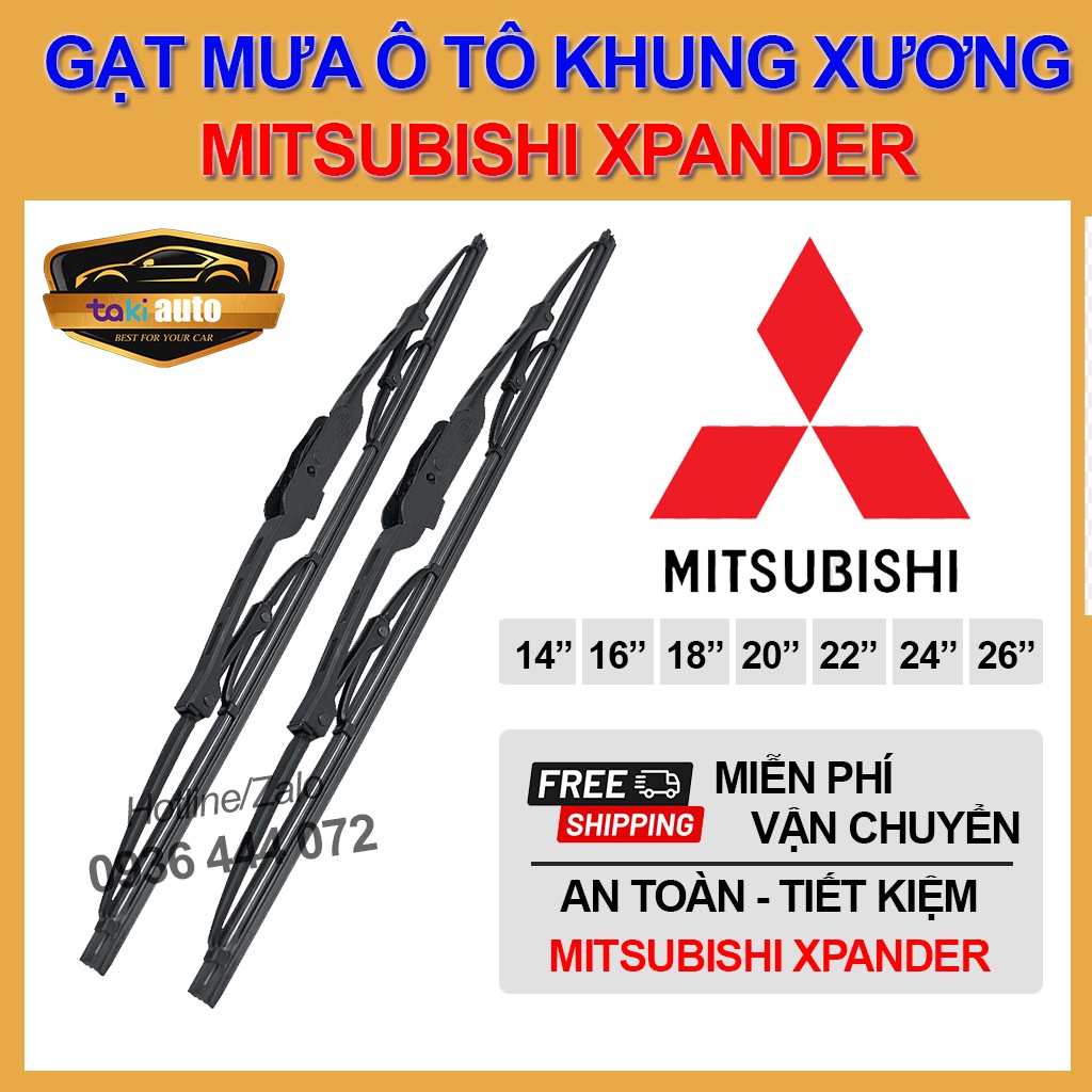 [FREESHIP] Cần gạt nước mưa trước Mitsubishi Xpander thanh khung xương sắt lưỡi gạt silicon cực sạch