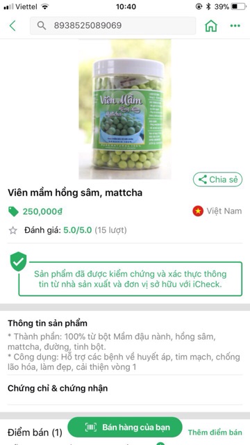 Viên mầm đậu nành 500gr