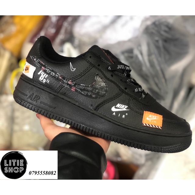 ẢNH THẬT | GIÀY AIR FORCE 1 AF1 JUST DO IT BLACK MID ĐEN THẤP CỔ NAM NỮ FULLBOX