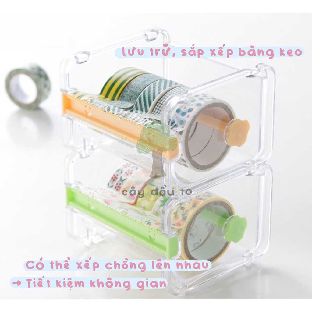 Khay Đựng Băng Keo Washi Tape Trong Suốt Cây Đầu To