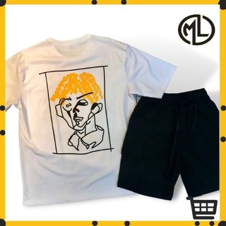 Áo thun tóc vàng form rộng tay lỡ nam màu đen và trắng MAYLANSTORE