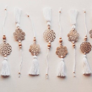 PHÔI HOA TAI GỖ THẮT MACRAME