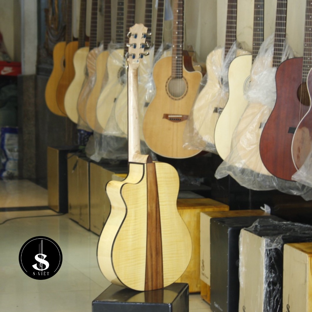 Đàn guitar cao cấp gỗ Maple 4A, Top thông AAA Full Solid chính hãng Guitar S Việt mã ESAC950
