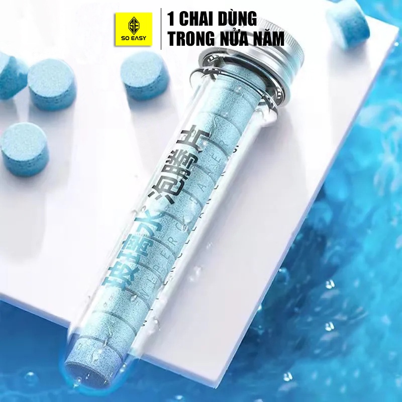 1 Ống Viên sủi rửa kính ô tô tẩy sạch kính, tạo hiệu ứng lá sen RK002, ống 12 viên sủi đậm đặc châm két nước xe hơi