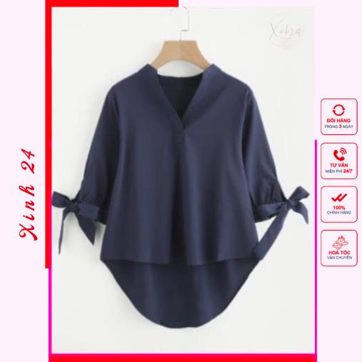 Áo sơ mi nữ, áo cổ trụ tay nơ, hàng thiết kế Free Size phong cách Hàn Quốc | BigBuy360 - bigbuy360.vn