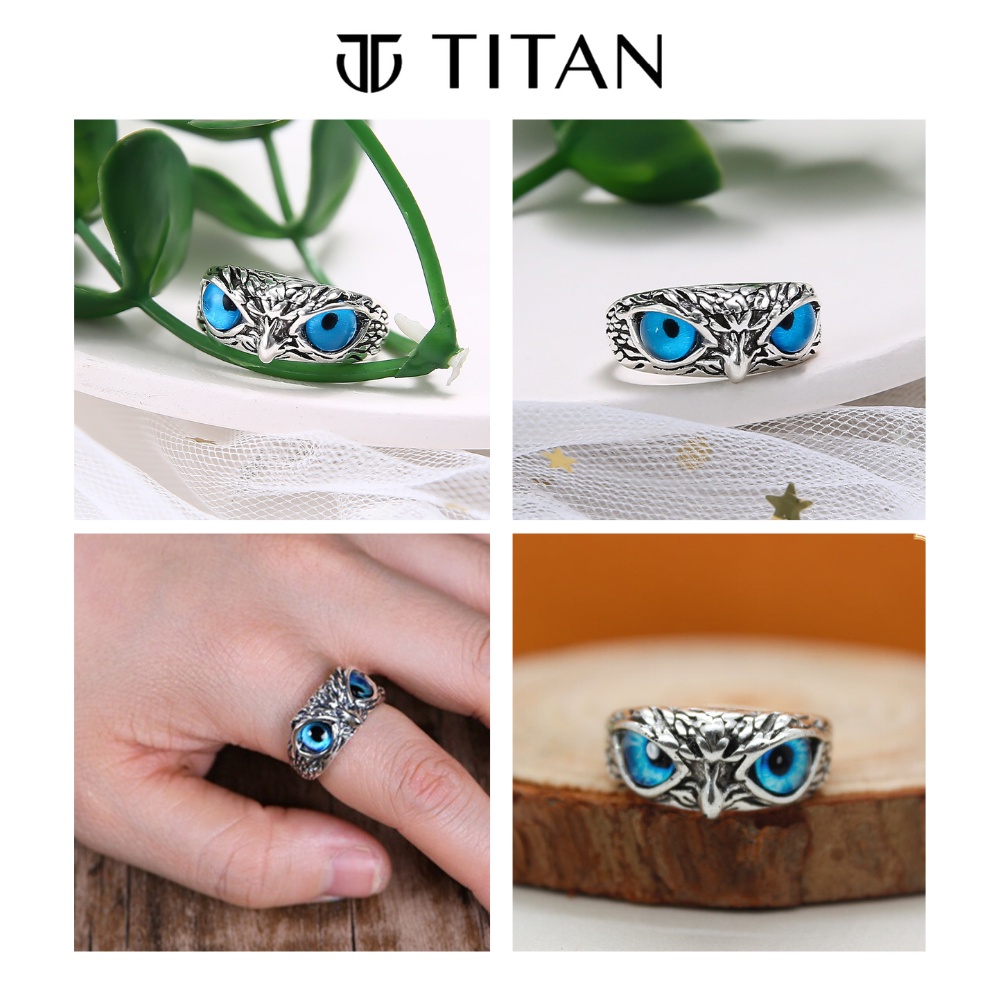 Nhẫn nam nữ họa tiết mắt cú, nhẫn thời trang hiphop màu bạc 925, ring titan freesize unisex con cú không gỉ Titan Shop