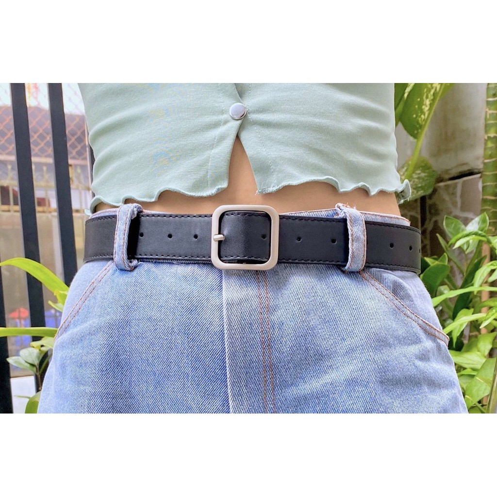 Dây thắt lưng Nam Nữ mặt TRòn - Vuông - Chữ Nhật - dây nịt học sinh Sim sim shop bản to 3cm