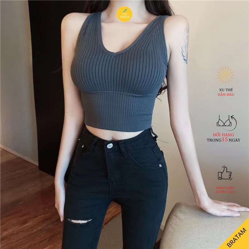 Áo Bra Croptop  Kiểu Tập Gym Yoga Gân Tăm Phối Đồ Cực Chất Tep Venus BRATAM