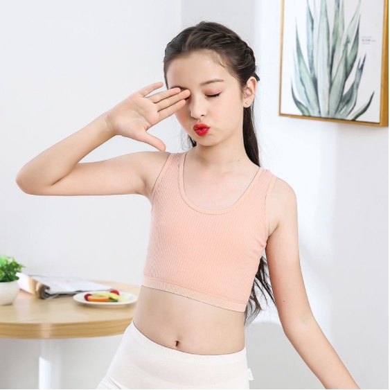 Áo Bra Cotton 35-45kg 6-18 Y Cho Bé Gái Tập Thể Thao