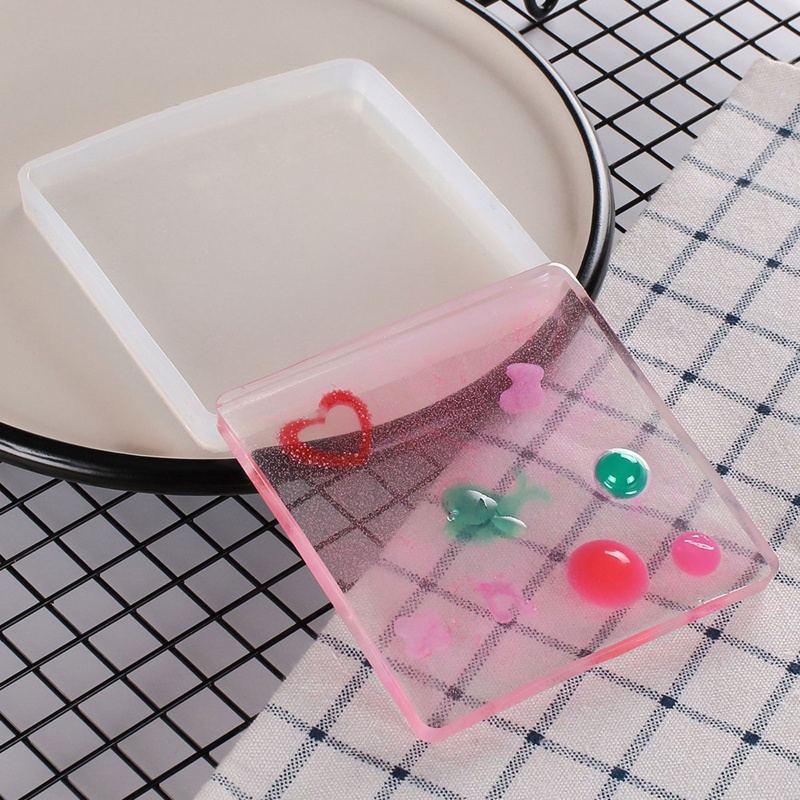 Khuôn Silicone 4 Inch Làm Đế Lót Ly Bằng Nhựa Resin Hình Vuông DIY