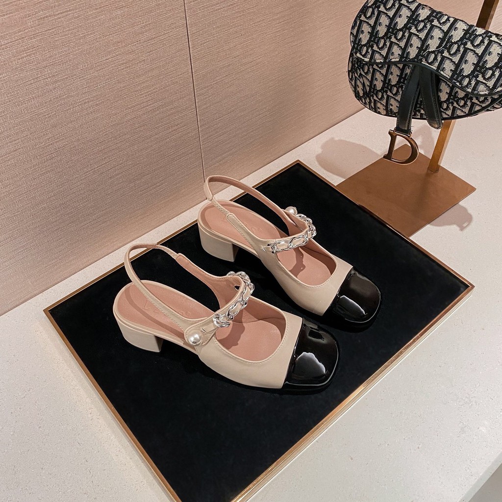 Giày sandal cao gót nữ công sở mũi tròn đế vuông Mary Jane kiểu dáng thời trang ClidStore,  MSP: 2099