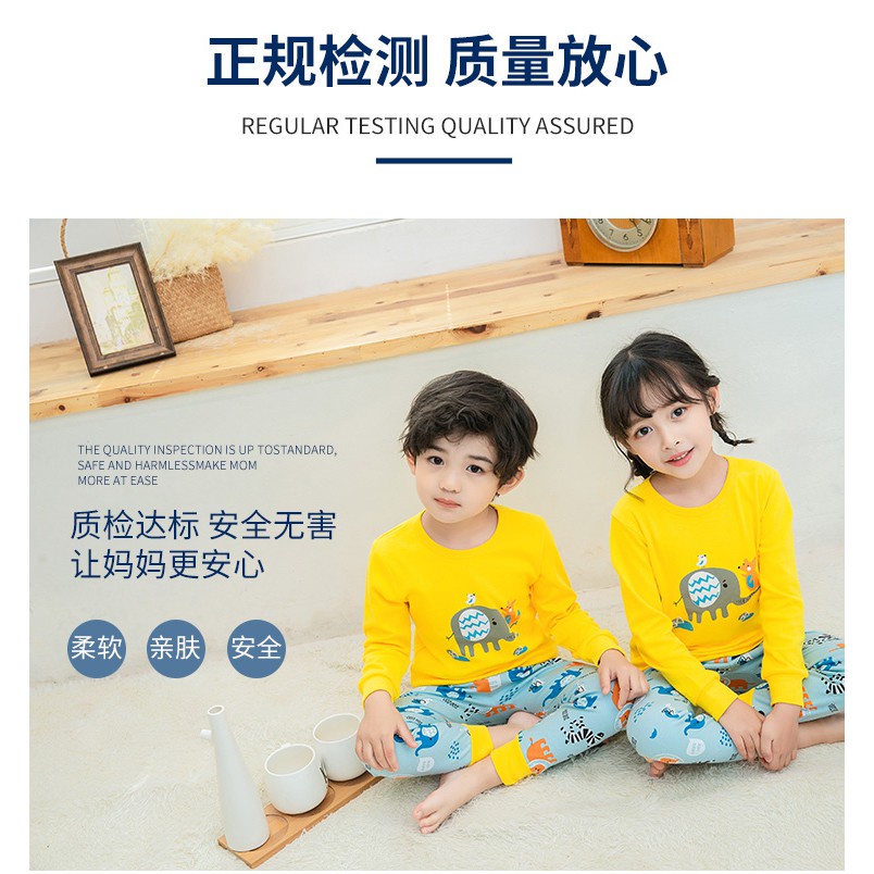 Bộ Đồ Ngủ Tay Dài Chất Liệu Cotton 100-160cm Thời Trang Xuân Thu Cho Bé