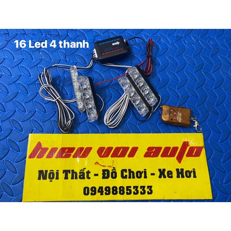 Led xanh đỏ Police lắp mặt calang