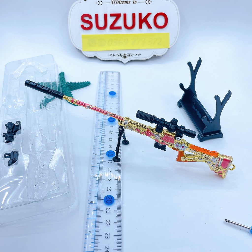 Mô hình awm pubg kim loại lắp ráp mini nhiều skin độc đáo dài 20cm đồ chơi lắp ghép tặng kèm kệ đỡ trưng bày