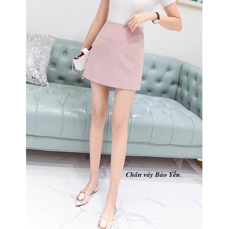 Chân váy ngắn chữ A màu hồng pastel có quần chống lộ cạp 3.5( sẵn size) - M30B