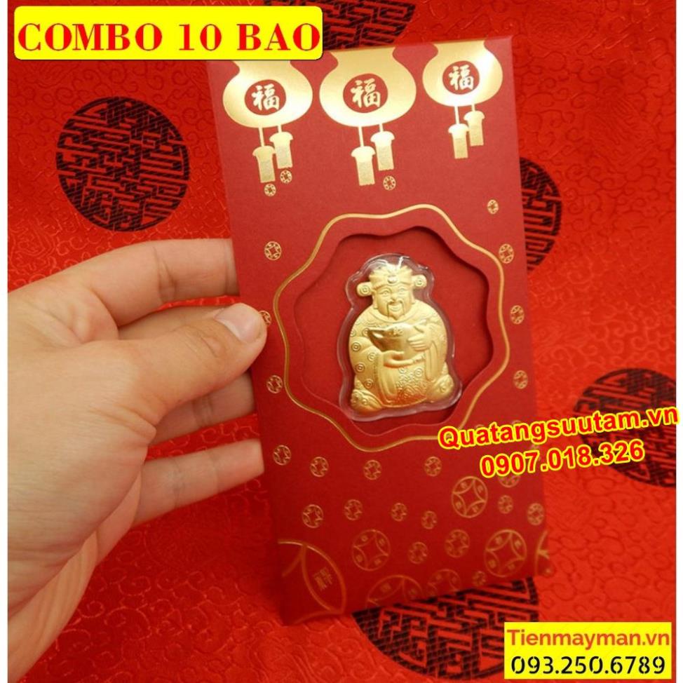 [RƯỚC LỘC] [SIÊU TIẾT KIỆM] COMBO 10 BAO LÌ XÌ THẦN TÀI MẠ VÀNG CAO CẤP ĐẸP - GIÁ SIÊU RẺ, Quà Tết