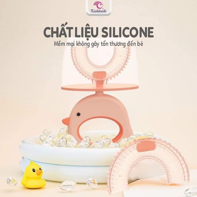 BÀN CHẢI ĐÁNH RĂNG SILICONE CHỮ U KICHILACHI CHO BÉ