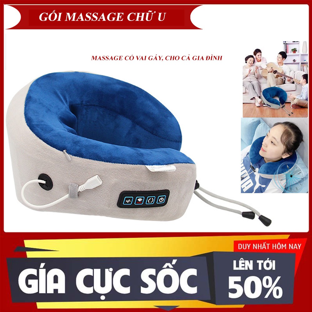 (GIÁ SỐC) Gối massge cổ vai gáy chữ U, gối massage cổ vai gáy hồng ngoại đa năng rung, đấm, tỏa nhiệt, lưu thông  máu!!