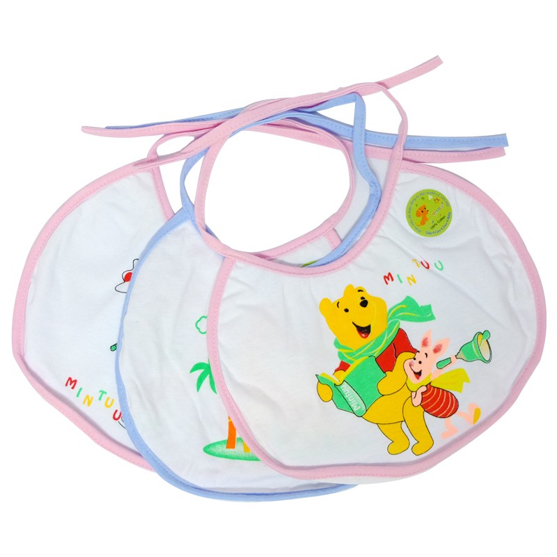 Yếm tròn buộc dây 2 lớp Fusi, yếm dãi chống thấm, cotton cho bé
