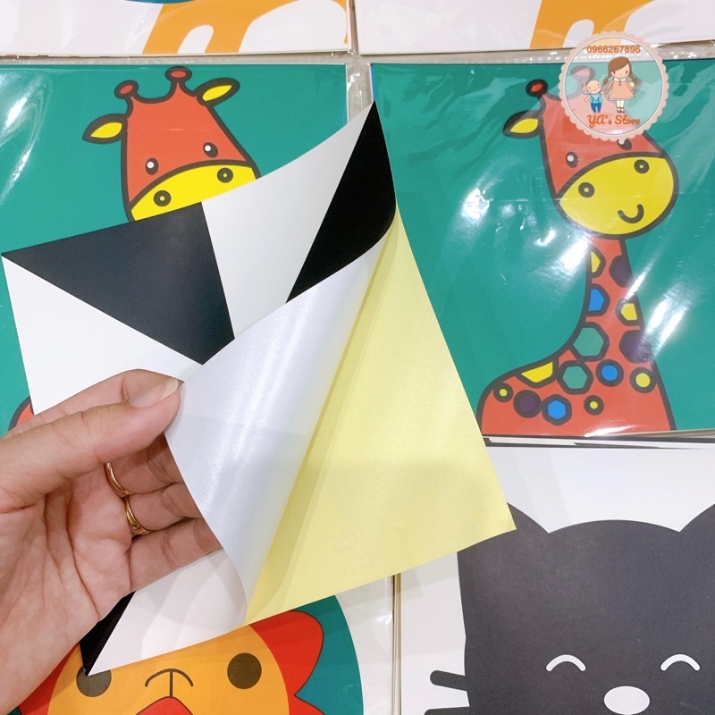 Bộ Thẻ Dán Tường Flash Card Kích Thích Thị Giác Cho Trẻ Từ 0-12 Tháng Giúp Phát Triển Não Bộ &amp; Trí Thông Minh Của Bé
