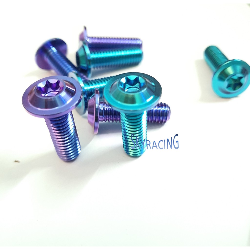 4 con ốc đĩa GR5 TITAN 8 ly 25 dành cho xe máy (xanh tím, lục bảo)