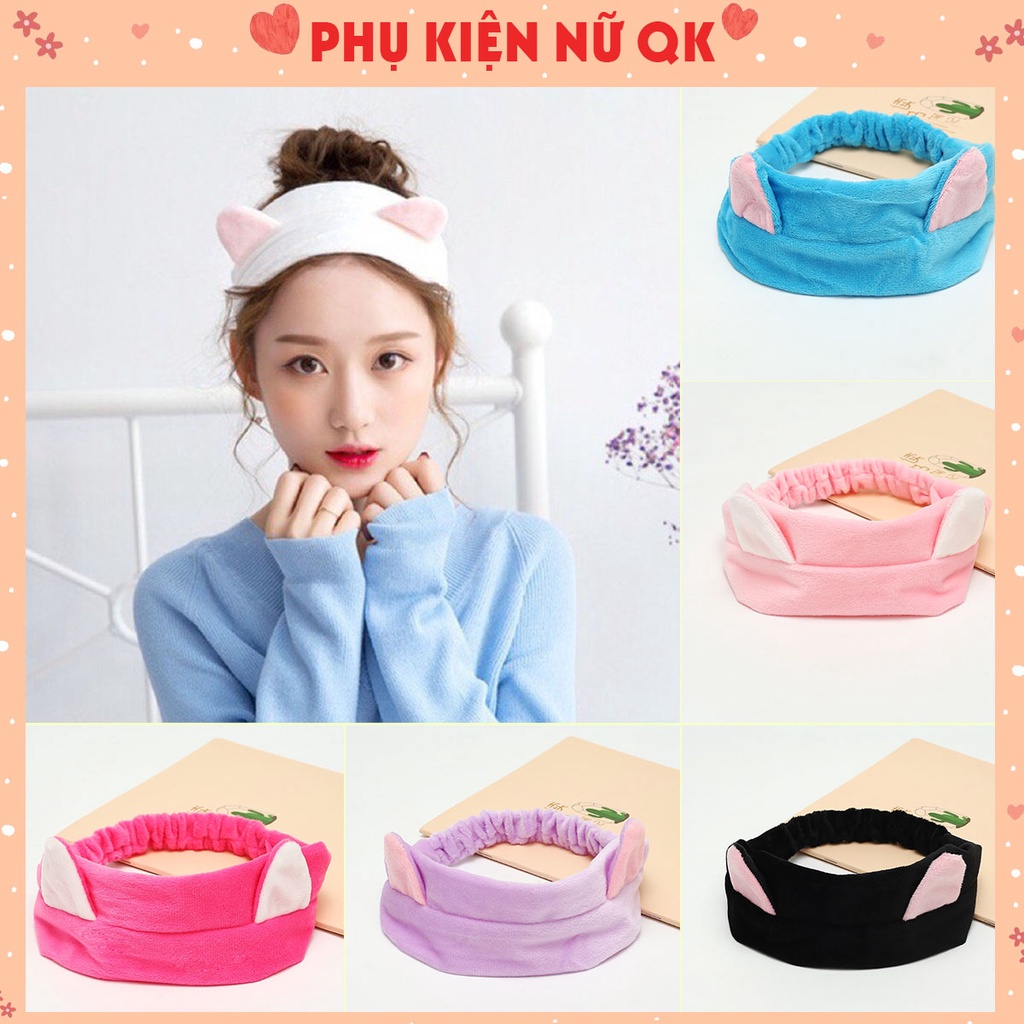 Băng đô rửa mặt tai mèo thời trang Hàn Quốc, bờm cài tóc đơn giản dễ thương cho nữ BD4
