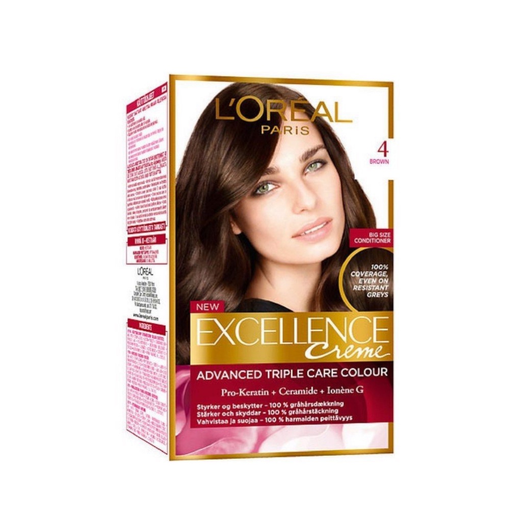 Nhuộm tóc Loreal Paris Excellence 172ml màu nâu trầm và nâu đen (màu 4 và 3) - Shop Dalavii