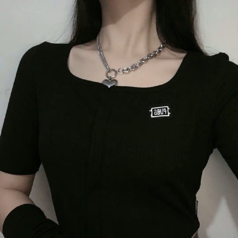 Dây chuyền xích trái tim phối 2 dang dây