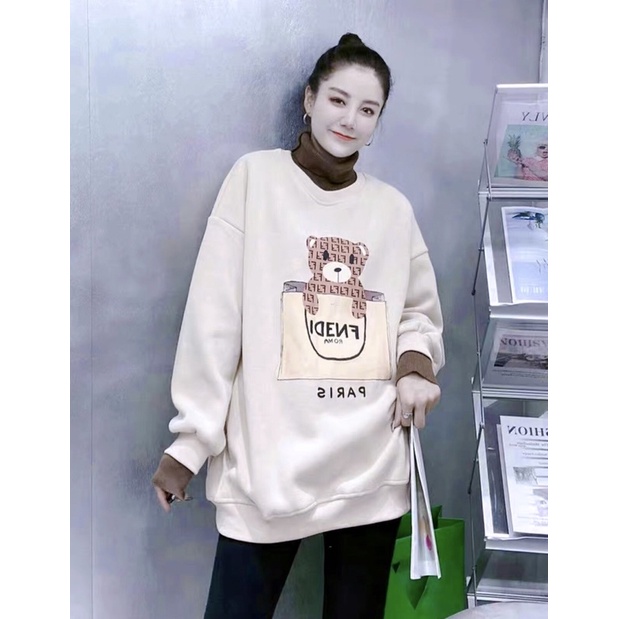 Áo Nỉ Cổ Tròn, Áo Nỉ Fendi Gấu